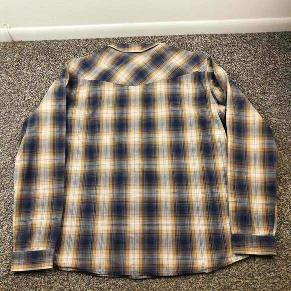 Patagonia Good Shirt Western Ripstop Cotton Shadow Plaid L/S Button Blue Mens XL - Picture 4 of 9